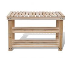 vidaXL 2X Scarpiera in Legno con 2 Mensole Mobiletto con Scaffali Portascarpe