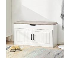 Panca Scarpiera Con Seduta Imbottita | 90x50x32 Cm | Cassapanca Portascarpe Salvaspazio | Per Ingresso, Corridoio, Camera Da Letto | Max Peso 150 Kg