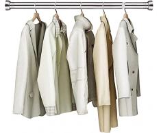 Asta Appendiabiti Estensibile, 72-99 CM Barra Appendiabiti con Base Rotonda in Acciaio Inossidabile Regolabile per Armadio Guardaroba per Camera da Letto