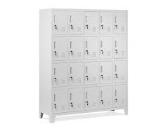 Armadietto spogliatoio Armadio metallico con 20 Scomparti Fessure di ventilazione Rivestimento in polvere 172 cm x 136 cm x 45 cm (Grigio)