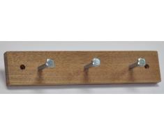 Attaccapanni appendino appendiabiti gancio appendiabiti vero legno /metallo noce / cromato opaco con 3 gancio 250 x 50 x 55mm
