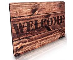 Zerbino ingresso interno ed esterno 50x70cm - Design effetto legno Welcome - piatto e antiscivolo - Tappeto ingresso lavabile per scarpe pulite e ingresso moderno ed elegante
