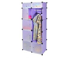 Armadio/Armadietto a muro per corridoio camera da letto a 7 scomparti senza viti, colore: viola/lillˆ