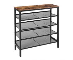 HOOBRO Scarpiera a 5 Ripiani Inclinabili o Piani, Scaffale Portascarpe, Contiene Fino a 16 Paia di Scarpe, Stabile e Durevole, Adatto per Ingresso, Corridoio, Armadio, Industriale EBF01XJ01