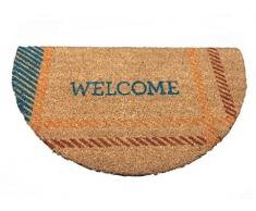 Zerbino art KERA IN fibra di cocco naturale stampato fantasia tappeto ingresso casa asciuga passo con retro pvc antiscivolo doormat esterno casa giardino mezzaluna 40x70cm dis welcome blu