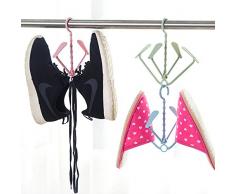 OPUSS Shoe Rack Alberi 1PCS plastica Doppio Gancio Scarpe Essiccazione Gancio cremagliera Pieghevole Hanging mensola organizzatore Scarpe 【 3 Colori 】, plastica, Green, Standard