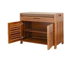 CHL Cassapanca Contenitore Legno Panca Scarpiera da Ingresso con Coperchio Sollevabile Panca Portascarpe con Cuscino in Lino Facile da Montare (Size : 60x32.5x50cm)