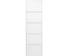 Kare Design 49288-Scarpiera Carusa, in metallo, sottile, piccola, bianco, 5 alette, 170 x 50 x 14 cm, (H/B/T) 170x50x14cm