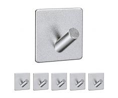 SISYS Ganci Adesivi, 6 Pezzi 3M Ganci Appendiabiti da Porta Ganci Muro per Camera Cucina Bagno Soggiorno Ganci Portasciugamani Ganci Impermeabile, Argento