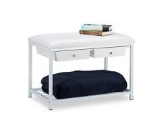 Relaxdays 10021257_49 Scarpiera Panca con Imbottitura, Metallo, Bianco, 42 x 67 x 43.5 cm