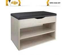 RICOO Scarpiera da Ingresso WM032-EP-A Armadietto Armadio con Scaffale e scompartimenti Panca Sedile Comodo Scarpe ripiano Cuscino cassapanca Organizer portascarpe salvaspazio in Legno Rovere Picard