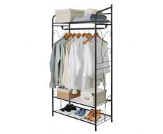 Medla Armadio aperto, stand appendiabiti con ripiani appendiabiti vintage da terra appendiabiti autoportante stand armadio con ripiani guardaroba metallico porta abiti da camera scarpiera ingresso