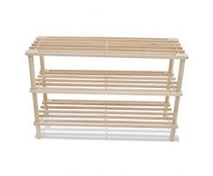 Scarpiera Mensola in Legno, Portascarpe Ingresso Scarpiera Salvaspazio di Legno Naturale, Porta Scarpe Scaffale Scaffalatura a 3/4 Ripiani