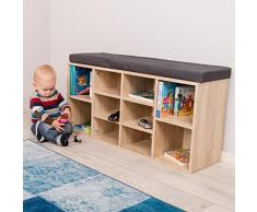 TecTake Scarpiera da Ingresso con Cuscino Portascarpe in Legno 103,5x48x30cm - Disponibile in Diversi Colori - (Quercia | No. 402076)