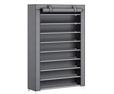SONGMICS Scarpiera a 10 Livelli, Scaffale Portascarpe con Copertura, capacità Fino a 54 Paia di Scarpe, in Soggiorno, Corridoio, 100 x 28 x 162 cm, Grigio RXJ00GY