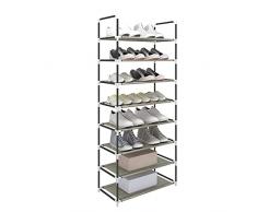 Woltu SR0009 Scarpiera Semplice Porta Scaffale 8 Ripiani in Acciaio Inossidabile Tessuto Impermeabile per 24 Paia di Scarpe Grigio 60x29x140cm