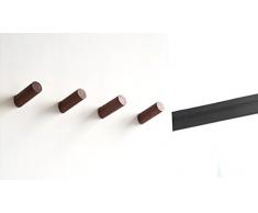 anaan One-Tenth Appendiabiti da Parete Legno Attaccapanni Muro Ganci appendi Cappotti Moderno Design Ingresso Decorazione Scandinave (Noce, Set di 4 M Φ3*8cm)