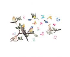 Wall Decals Peel And Stick Birds Vinyl Wall Stickers Butterfly Flowers Colorful Wall Stickers Garden Living Room Bedroom Wall Decorations Attaccapanni Armadio Mobile (Multicolor, One Size)