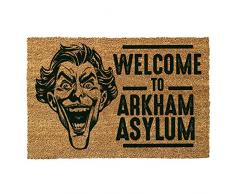 GIUCAR Batman - Zerbino, Motivo: Joker, con Scritta: Welcome to Arkham Asylumâ, Poliuretano, Colore: Marrone