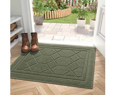 DEXI Zerbino Ingresso Casa,Tappeto da Esterno,Zerbino dingresso Antiscivolo,intrappola la Polvere,Morbido e Lavabile,Alta capacità Assorbente - 50 x 80 cm,Verde