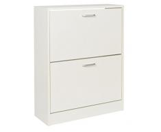 ts-ideen Scarpiera Salvaspazio 81x63 cm in Bianco stile moderno con due scomparti ad anta basculante