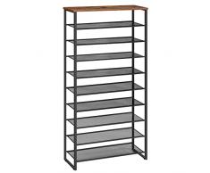 HOOBRO Scarpiera a 10 Livelli Grande, Scaffale Portascarpe, Fino a 32-40 Paia di Scarpe, Scaffale Scarpiera, Struttura in Metallo, 75 x 28,5 x 159 cm, per Ingresso, Soggiorno, Corridoio EBF107XJ01
