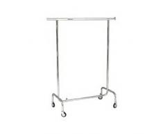 Stender appendiabiti attaccapanni carrello porta abiti x negozi guardaroba cabina armadio casa camera da letto cambio stagione alta portata ruote robuste in ferro cromato (LARGHEZZA 100 cm ALTEZZA REGOLABILE 125-200 cm)