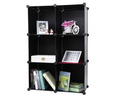 SONGMICS Armadietto Modulare, Guardaroba a 6 Cubi, Armadio Scaffale a Scompartimenti, 93 x 31 x 93 cm, Nero LPC112
