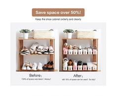 Rack di scarpe per risparmio spazio, BAFFECT® Regolabile scaffale di archiviazione dell'armadio del pattino spazio di immagazzinaggio del pattino di spazio doppio strati 2 parti / lotto (Beige)