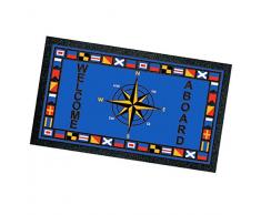 emmevi Zerbino Rettangolare Gomma 40x70 Rosa dei Venti Antiscivolo Tappeto Asciugapassi Ingresso Casa Barca MOD.Format 7