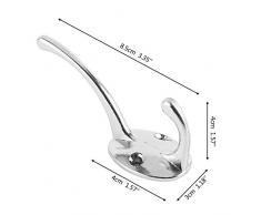 10 Pz Ganci Appendiabiti Doppio Gancio da Parete Muro Porta Ingresso Appendi Cappelli Cappotti (argento)