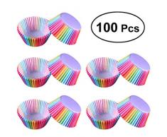 BESTONZON Fazzoletti di carta per cupcake Portacappelli per torta Custodie per muffin Decor per party (Arcobaleno a colori) 100 pezzi