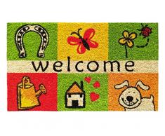 Banzaii Zerbino Cocco da Esterno o Interno 40 x 70 cm con Retro in PVC Antiscivolo - Welcome Scacchi