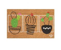 OLIVO.shop | FANTASY 10 Zerbino ingresso casa, tappeto ingresso interno, zerbino ingresso esterno, zerbino in fibra di cocco naturale con stampe colorate 40x65 cm (CACTUS)