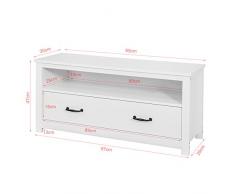 SoBuy® Scarpiera da ingresso, Cassapanca,Portascarpe con grande cassetto,bianco,FSR48-W,IT