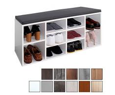 RICOO WM033-W-A Scarpiera da Ingresso 104x49x30cm Panca portascarpe Armadio salvaspazio Armadietto scaffale con Sedile Guardaroba Legno Bianco