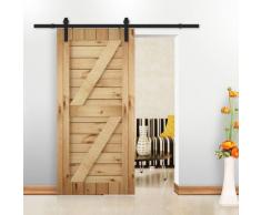 SKIESOAR - Kit di binario porta scorrevole, 1,8 m/2 m, ferramenta grande ruota nera per porta scorrevole sospesa, in legno, per armadio, guardaroba, guardaroba industriale