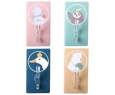 4 Pezzi Gancio a Parete per Animali，Ganci Adesivi per Bambini，Ganci Appendiabiti Adesivi per Bambini, Ganci Adesivi Decorativi per Bambini per Cappotto, Asciugamano, Chiavi, Borse, Cappelli
