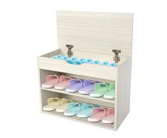 GOTOTO Scarpiera da Ingresso, Panca scarpiera con Cuscino, Panca Sedile Comodo Scarpe ripiano Cuscino cassapanca Organizer, per Ingresso, Bagno, Soggiorno e Corridoio, 60 * 45 * 10cm, Beige