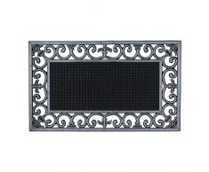 Relaxdays Zerbino in Gomma da Esterni e Interni, 75 x 45 cm, Antiscivolo, Design Metallico, Porta Ingresso, Argento, 1 pz