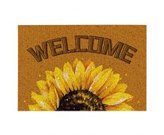 Zerbino con girasole, 40 x 60 cm, grande, per interni ed esterni, antiscivolo, lavabile, resistente alle intemperie, ideale per porta di casa, balcone o terrazza