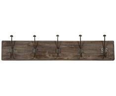 Biscottini Appendiabiti a Parete, Ganci Appendiabiti attaccapanni da Muro in Legno Massiccio e Ferro, Cappotto Asciugamano Gancio per Giacche, Cappotti, Cappelli, Sciarpe L98xPR10xH21 cm