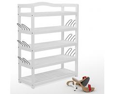 Scarpiera Sanzaro Scaffale Scarpe 5 Ripiani Porta Scarpe da Ingresso Guardaroba Salvaspazio Ripostiglio Portascarpe Legno 82x64x26cm Bianco