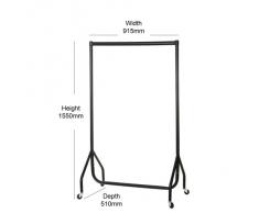 Shopfitting Warehouse Heavy Duty Bastone appendiabiti - 3 piedi Nero