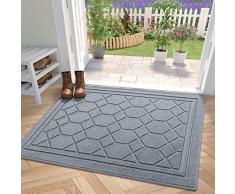 DEXI Zerbino Ingresso Casa,Tappeto da Esterno,Zerbino dingresso Antiscivolo,intrappola la Polvere,Morbido e Lavabile,Alta capacità Assorbente - 80 x 120 cm,Grigio chiaro