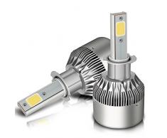 Lampadine a LED, Mesllin C6 H3 Kit di conversione per lampade a sospensione per Halogen per auto HID Xenon 120W 20000LM 6000K Lampade bianche, 60W / lampadina, chip COB, 3 anni Garanzia (H3)