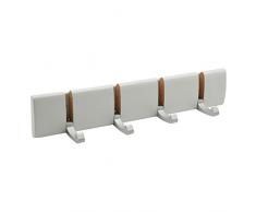 Appendiabiti da parete in legno - 4 ganci in metallo a scomparsa - ideale per cappotti - bianco