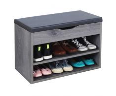 RICOO Scarpiera salvaspazio 60 x 42 x 30 cm WM032-EH-A Panca ingresso Rovere grigio – Portascarpe