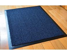 Media e Grande Blu/Nero - Zerbino con retro in gomma Hall Runner barriera Tappeti Tappeto in PVC con Heavy Duty tappetino antiscivolo da cucina (90 x 150 cm) Blue/Black (80 x 140cm)