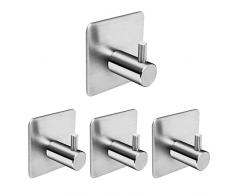 Ganci Adesivi Gancio Adesivo, DANCINGNAIL Ganci Cucina Ganci Portasciugamani in Acciaio Inox Gancio Appendiabiti da Parete Autoadesivo, Ganci Adesivi 3m per Bagno Cucina Ufficio Armadio